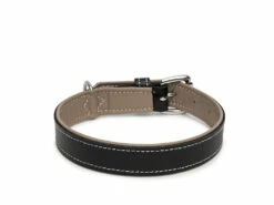 Hundehalsband Traumfänger Rind-Lammleder Schwarz/kiesel