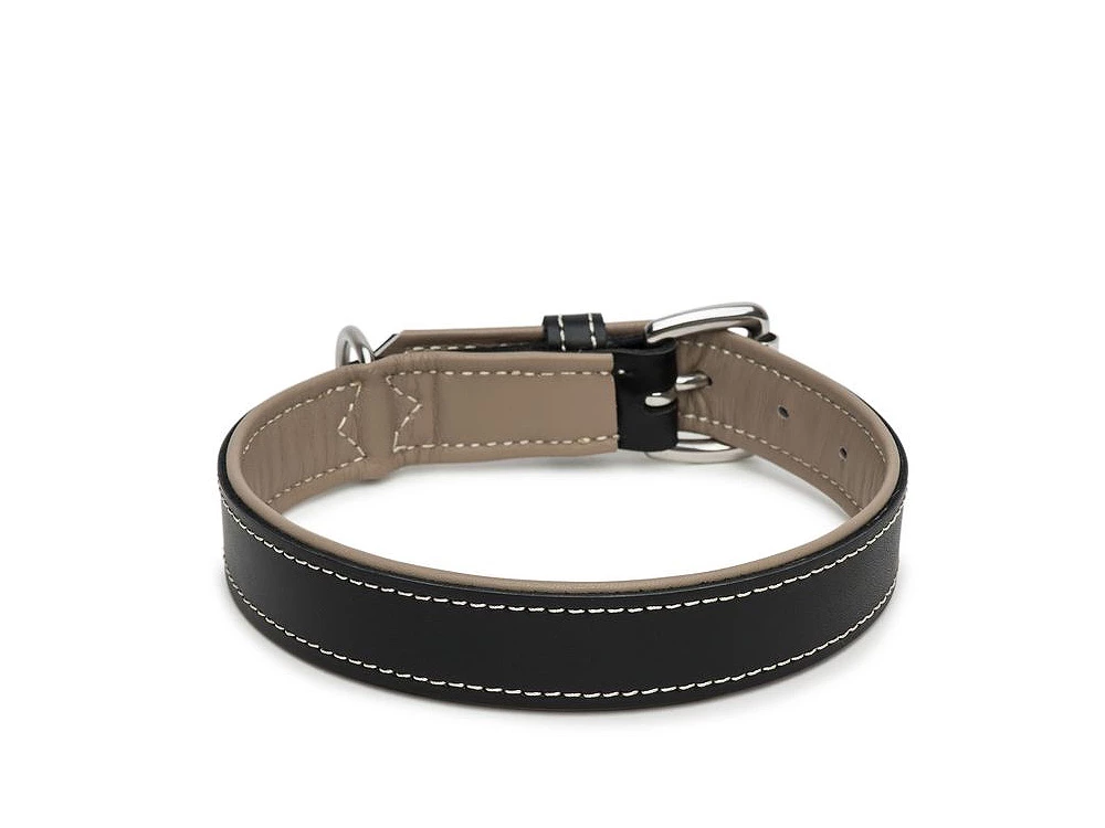 Hundehalsband Traumfänger Rind-Lammleder Schwarz/kiesel 1 Hundehalsband Traumfänger Rind-Lammleder Schwarz/kiesel